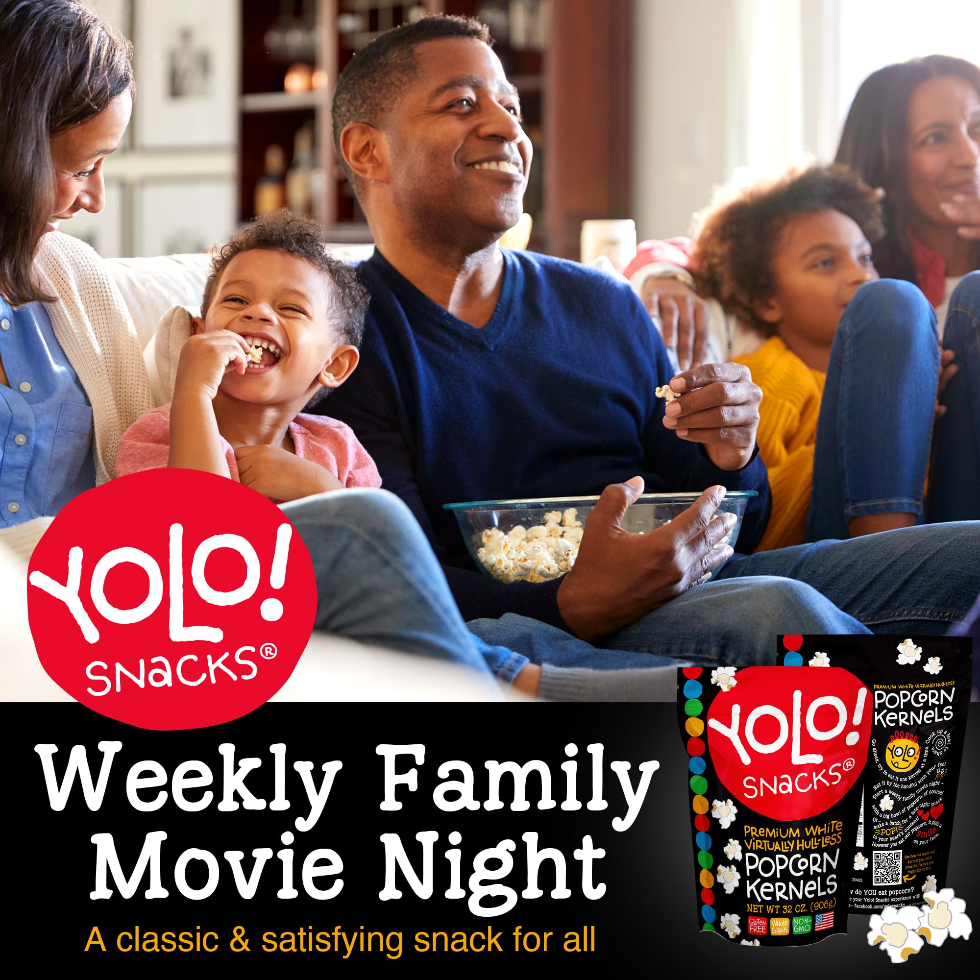 YOLO! Popcorn bowl ready for family movie night and shared smiles.