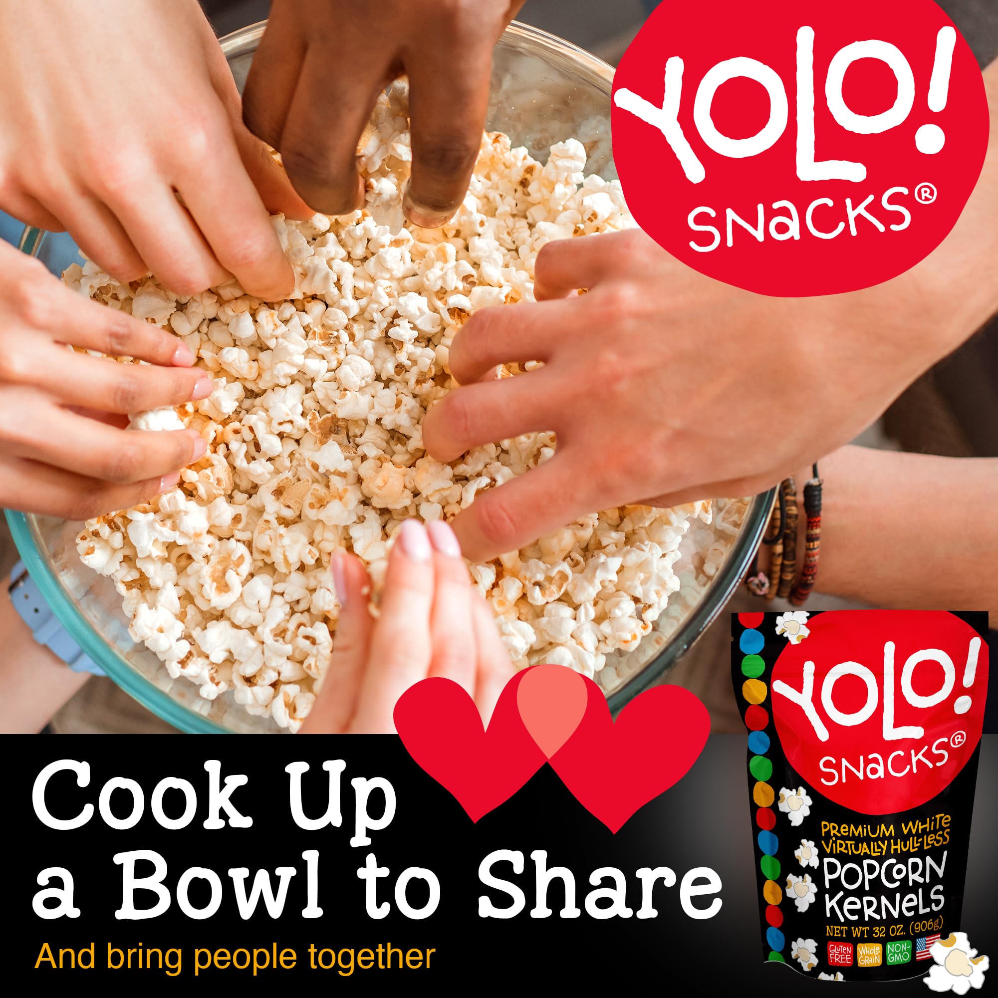 YOLO! Microwave popping option for quick, convenient snacks.