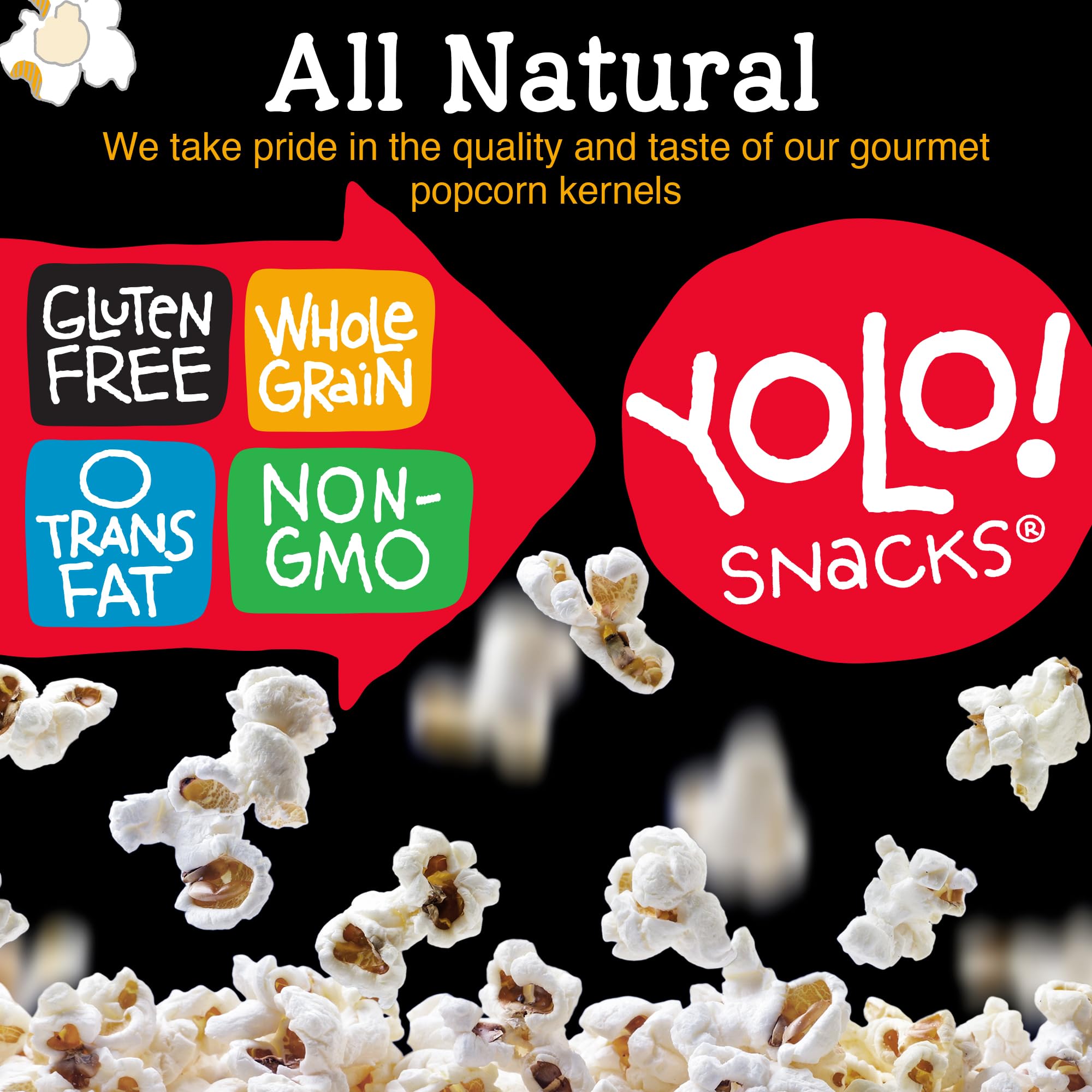 YOLO! White butterfly popcorn kernels close-up show premium quality.