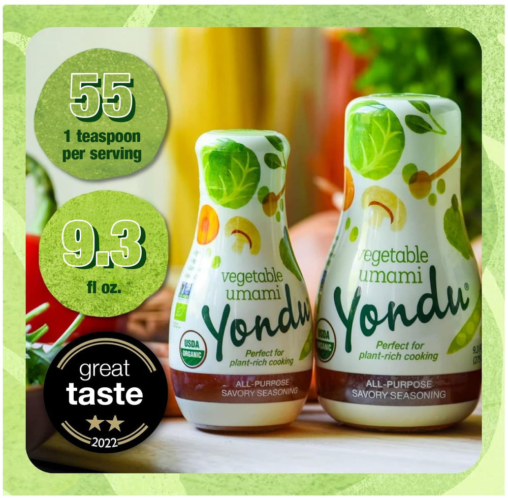 Close-up of Yondu Organic Umami Seasoning label showing organic claim.