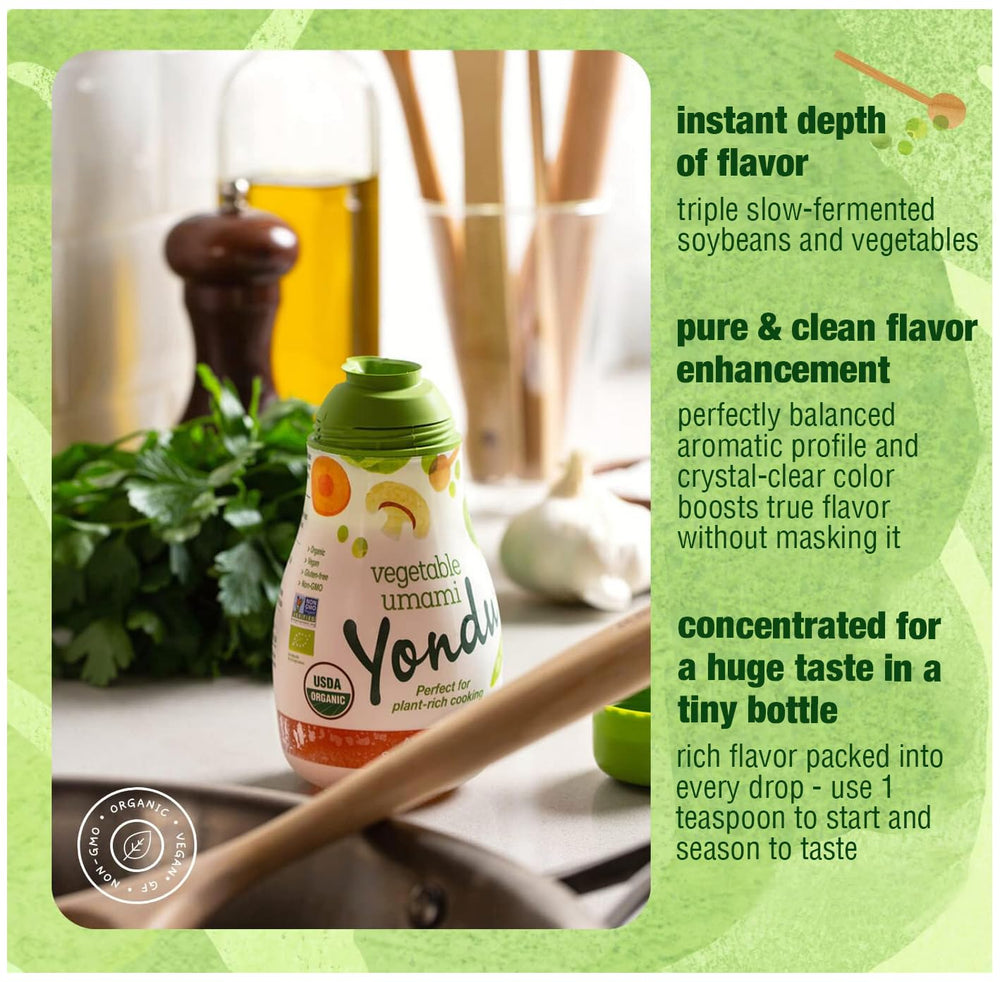 Yondu Umami seasoning in a pan boosts soups with rich depth.