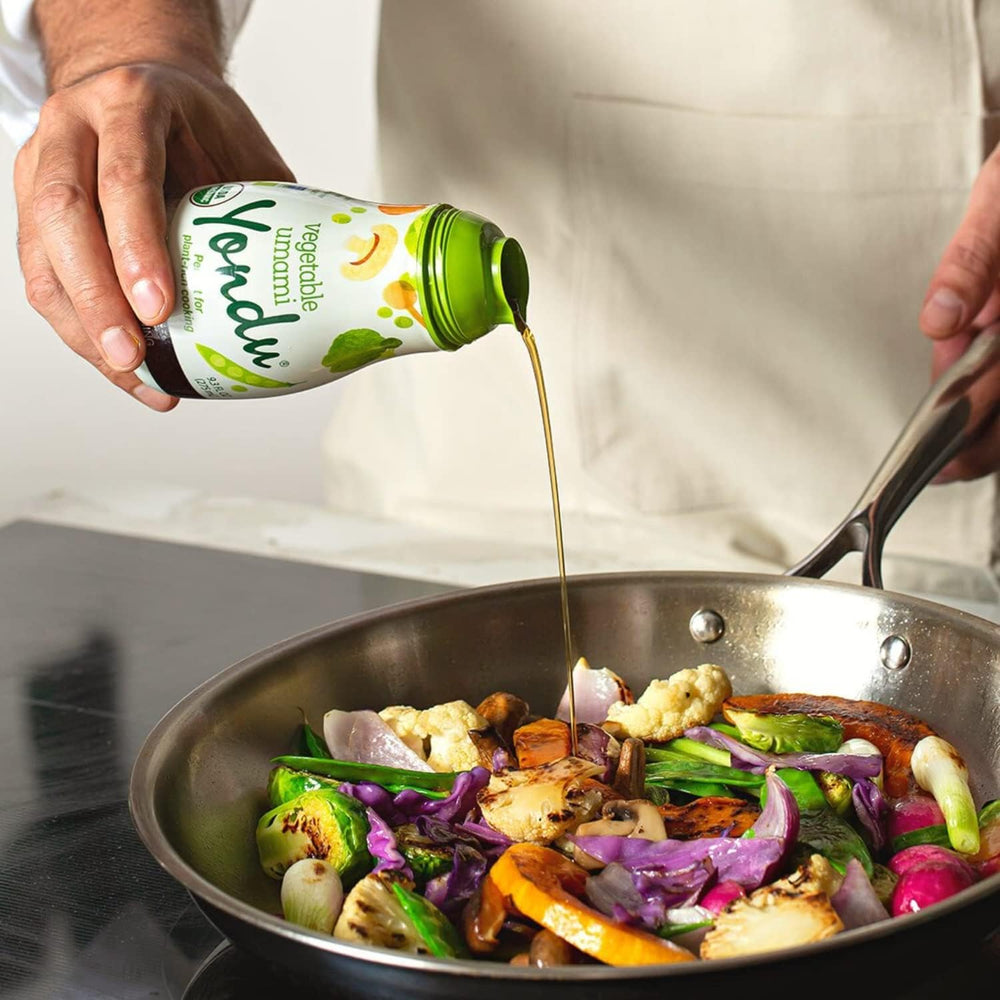 Roasted vegetables shine with Yondu Umami seasoning for savory depth.