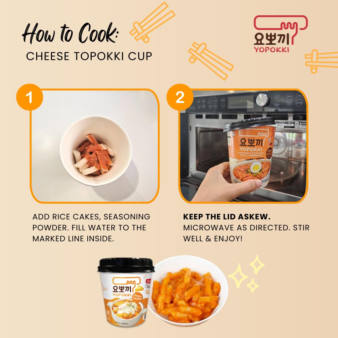 Yopokki cheese topping addition on cup for creamy texture.