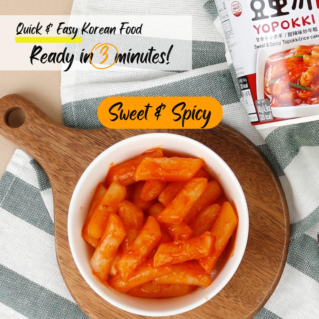 Yopokki sweet spicy cup features chewy rice cakes and bold sauce