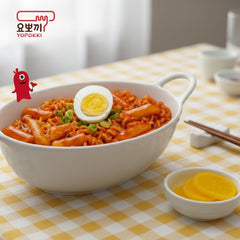 Yopokki Rabokki Cup noodles close-up with glossy sauce on chewy rice cakes