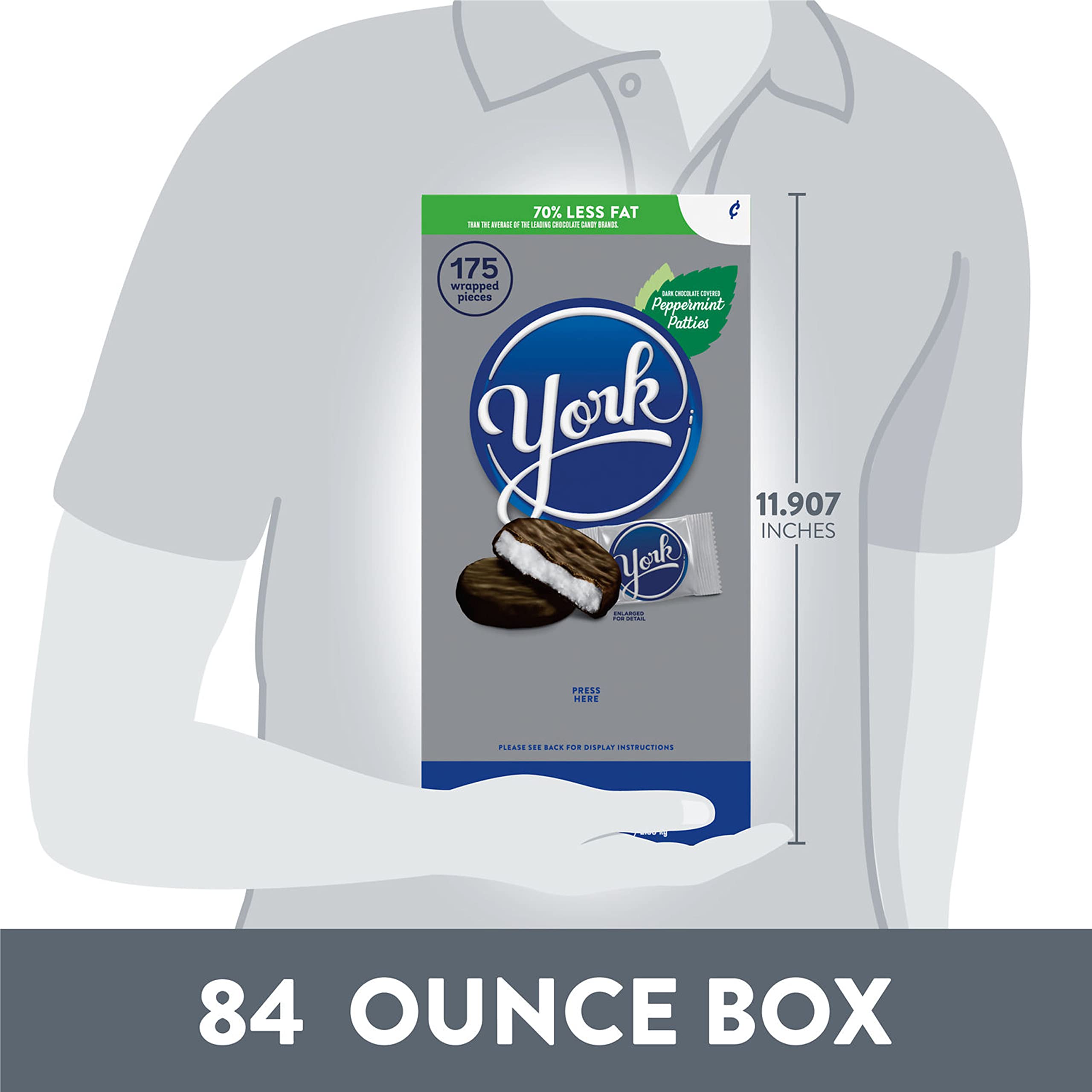 YORK Dark Chocolate Peppermint Patties closeup dipping shows glossy coating and minty aroma