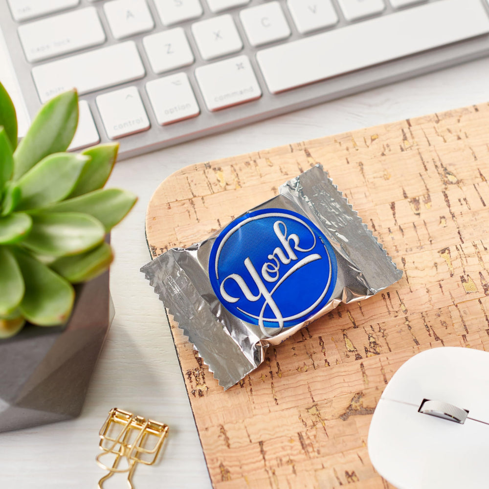 YORK Dark Chocolate Peppermint Patties stored in the refrigerator to stay fresh