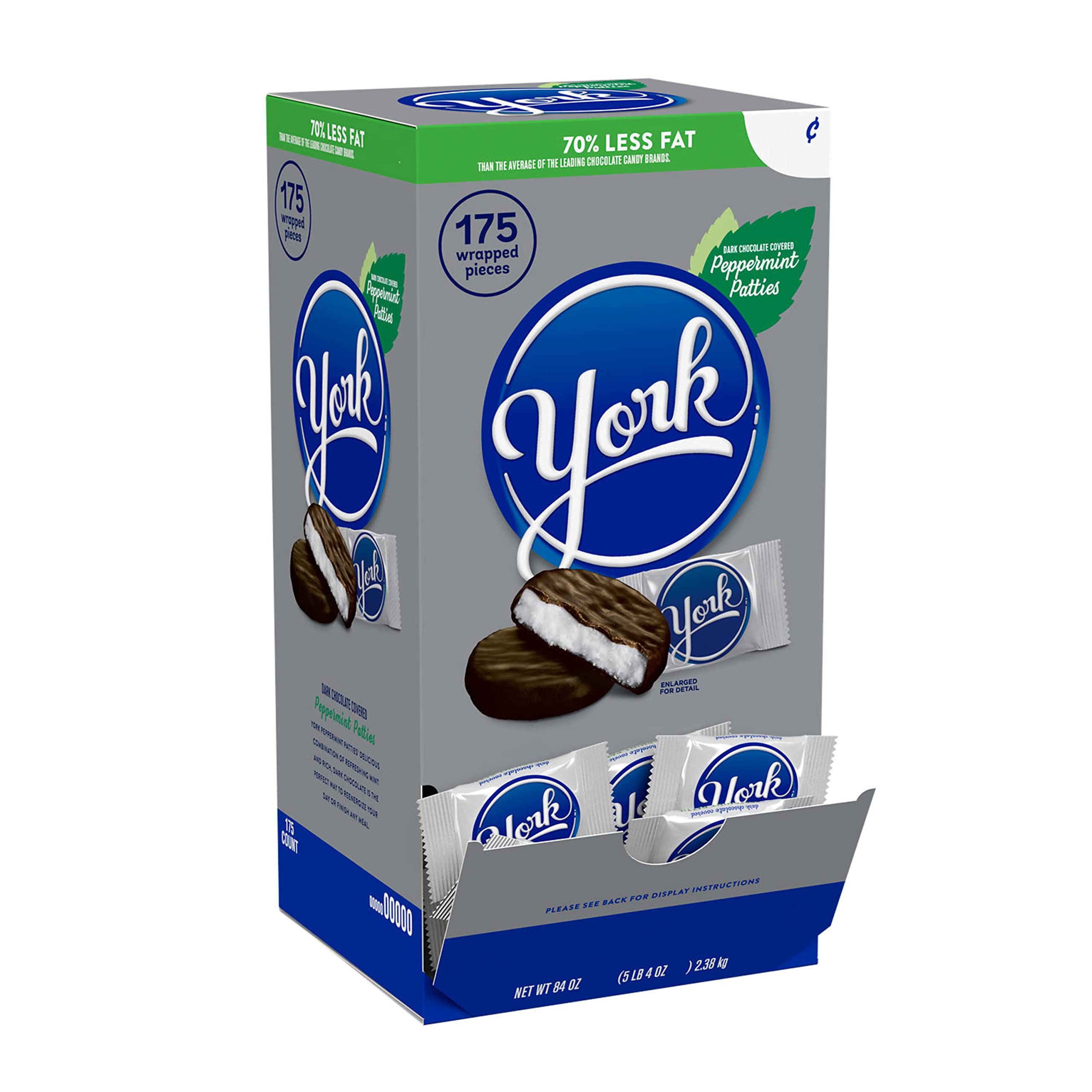 YORK Dark Chocolate Peppermint Patties individually wrapped packaging promotes easy grabbing