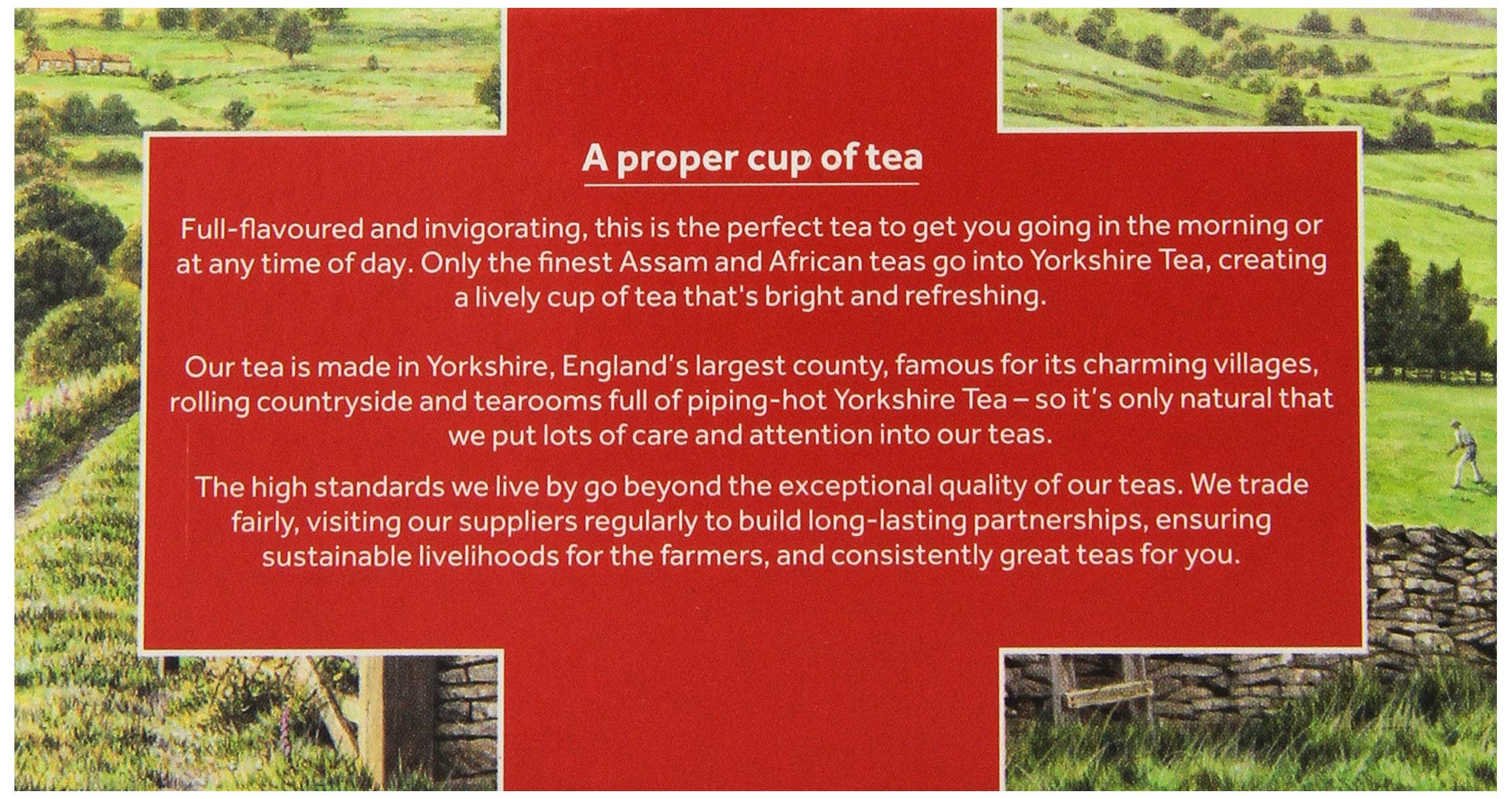 Yorkshire Tea Africa India Sri Lanka blend for bold flavor.