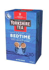 Yorkshire Tea Bedtime Brew tea bags 100g; decaf blend with lemon balm for relaxing evenings.