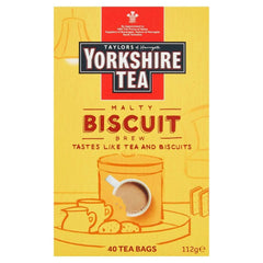 Yorkshire Tea Biscuit Brew tea bags in a box, perfect for comforting moments