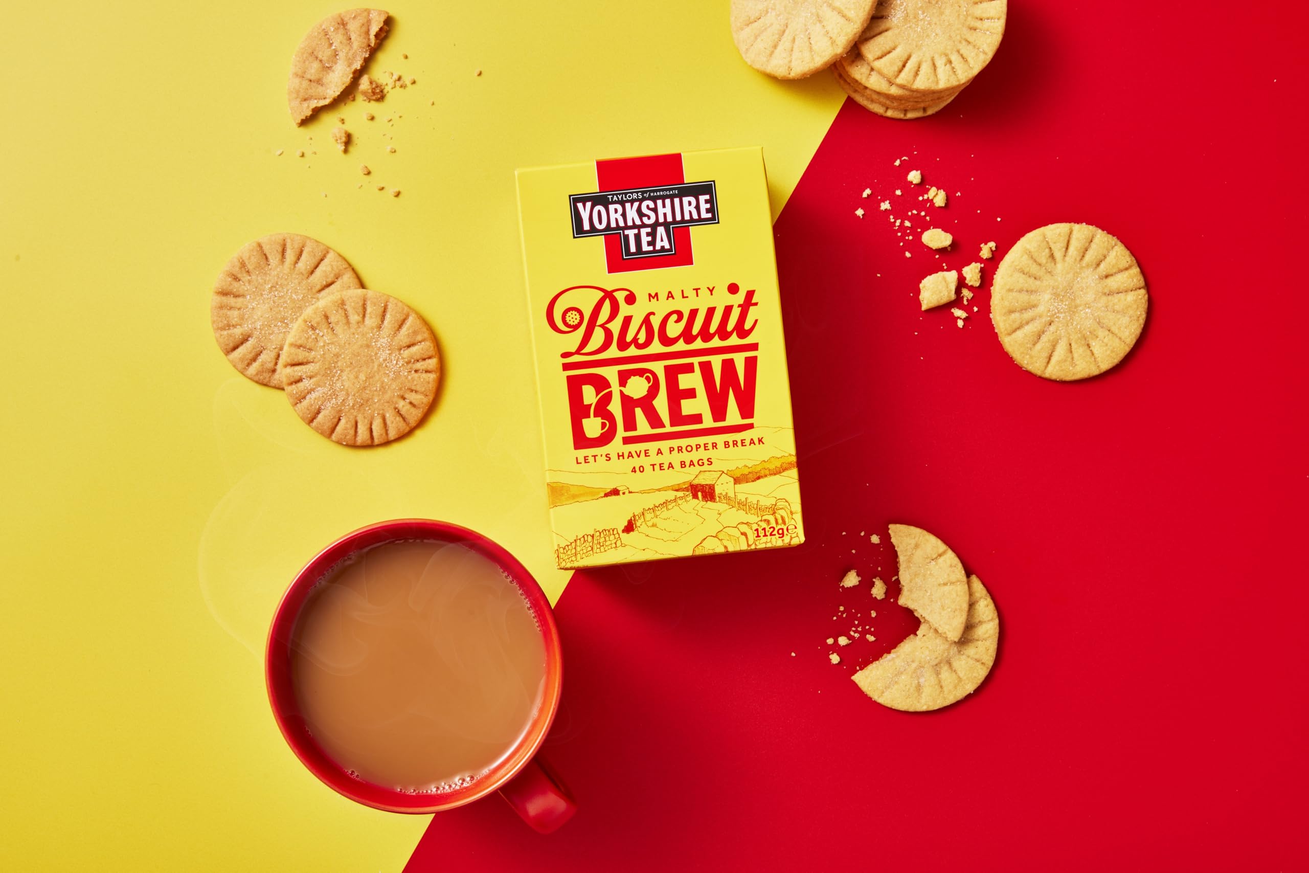 Mug of Yorkshire Tea Biscuit Brew, a cozy biscuit-flavored break