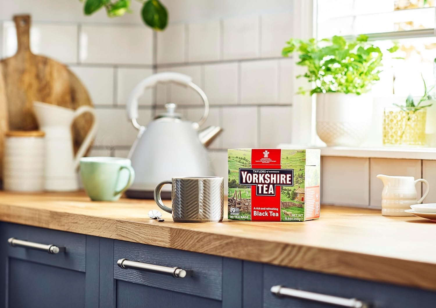 Cup of Yorkshire Tea highlighting energizing caffeine boost for morning routine