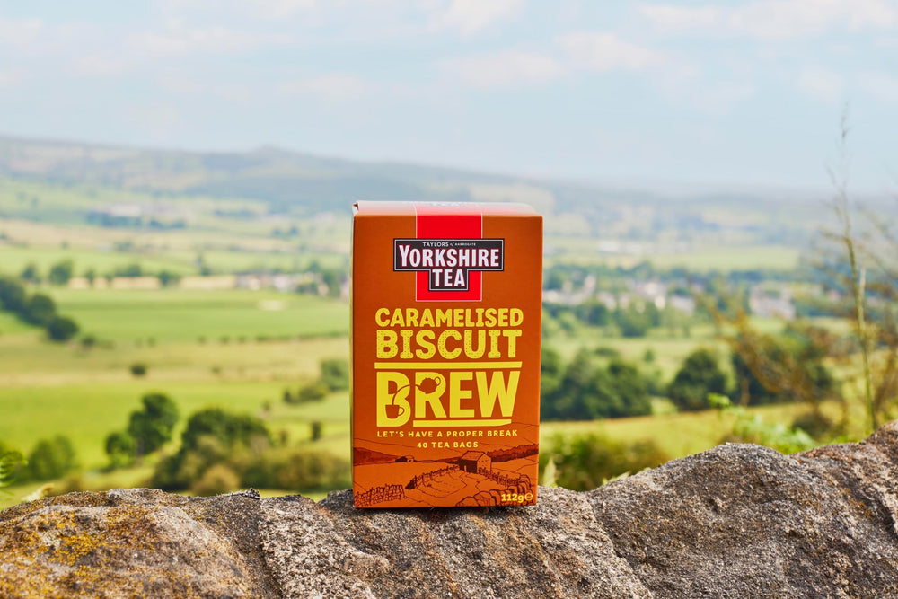 Yorkshire Tea Caramelised Biscuit Brew poured over ice, refreshing and flavorful