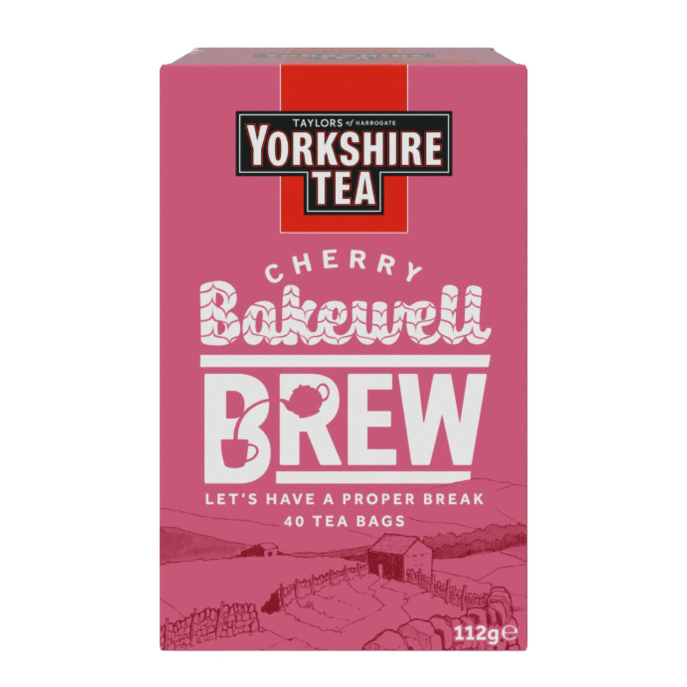 Yorkshire Tea Cherry Bakewell Brew pillow tea bags for a cake-inspired cup any time