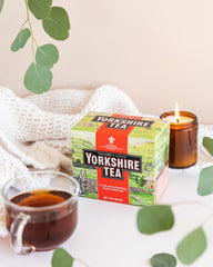 Yorkshire Tea classic black tea blend, ideal for hot or iced beverages.
