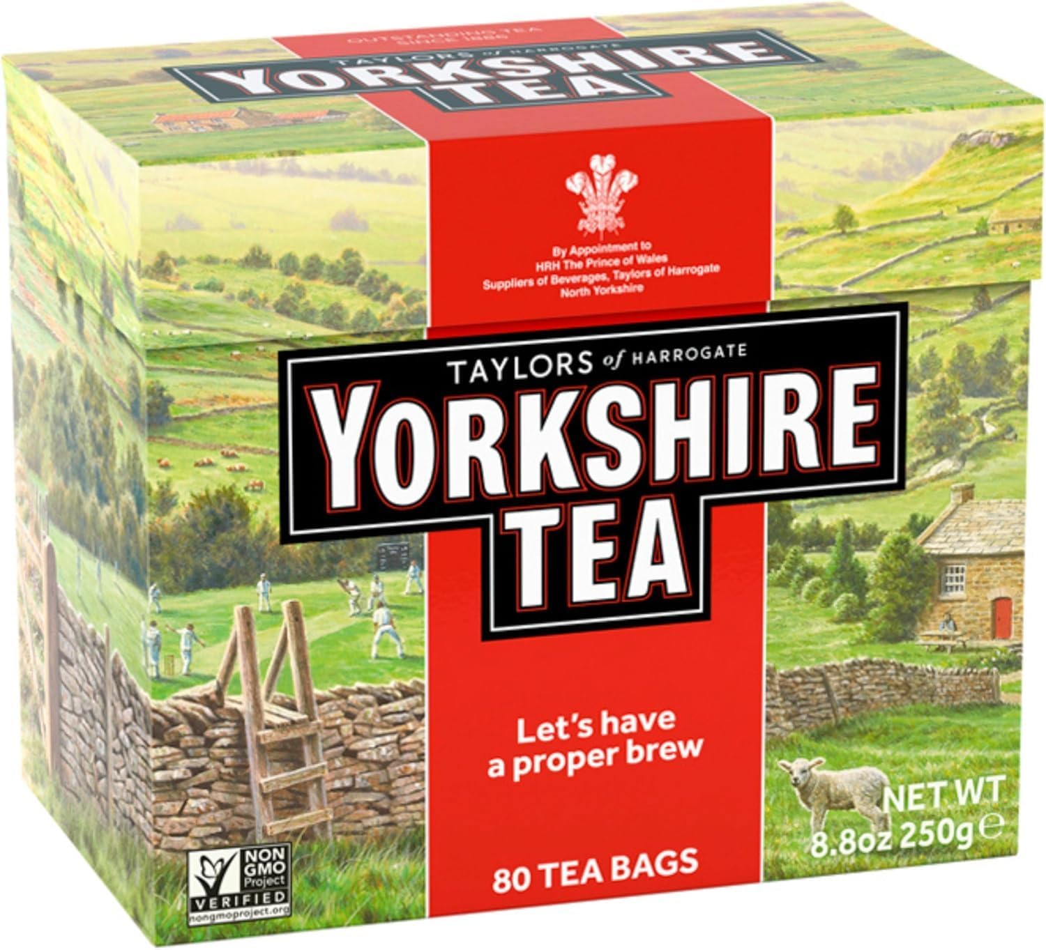 A cup with steeped Yorkshire Tea showing strong aroma and color