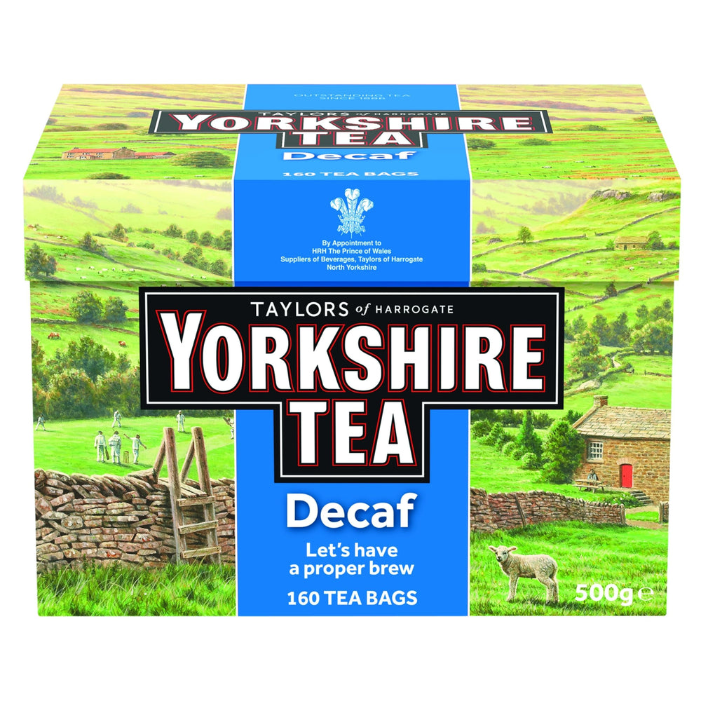 Yorkshire Tea Decaf 160-tea-bags pack ready for a comforting caffeine-free brew