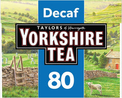 Yorkshire Tea Decaf 80-tea-bags pack front showing classic packaging for a relaxing cuppa