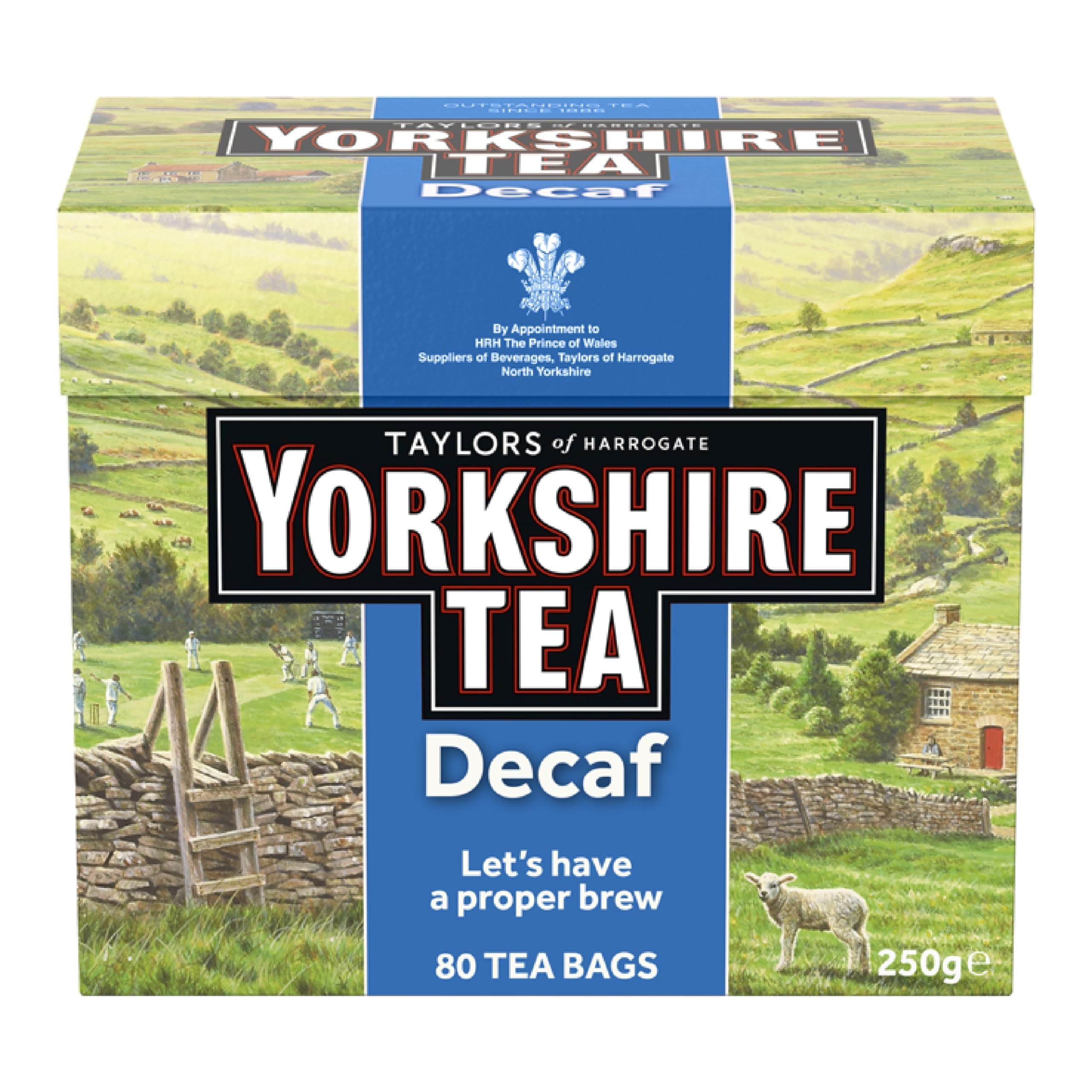 Yorkshire Tea decaf 80-teabags pack for a caffeine-free morning ritual.