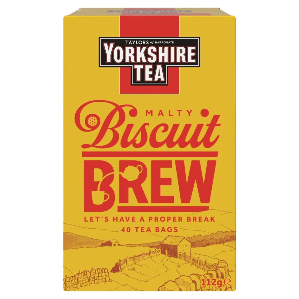 Yorkshire Tea Malty Biscuit Brew tea bags offer a comforting, biscuit-inspired cup.