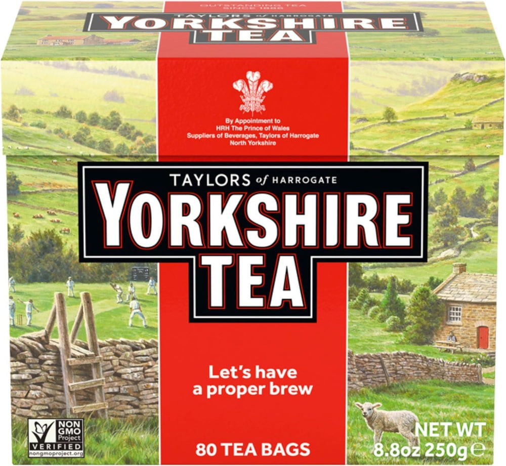 Yorkshire Tea red and black tea pillow bags for a bold morning wake-up
