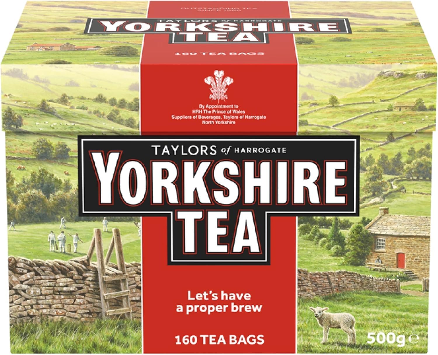 Yorkshire Tea red pillow tea bags box showing classic blend.