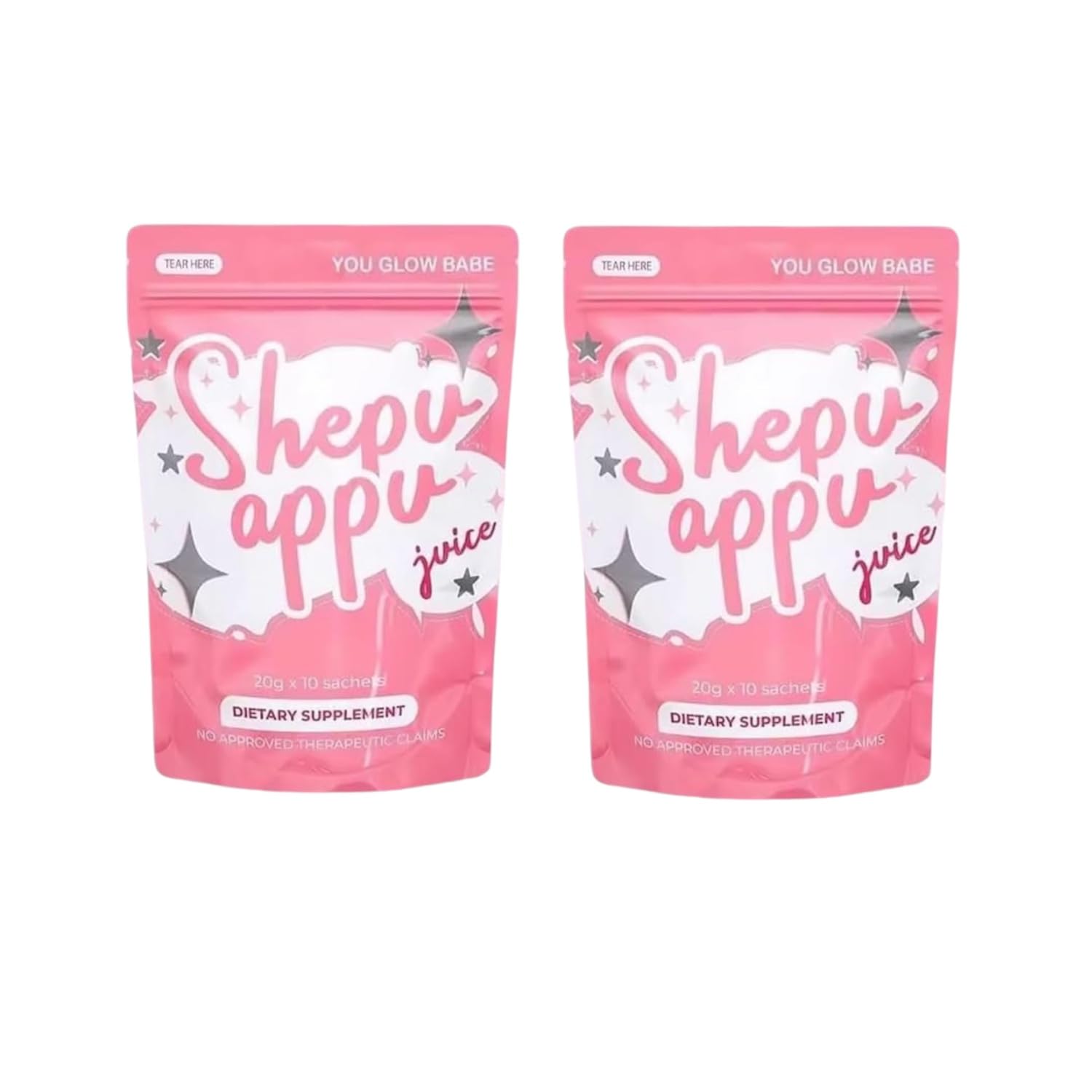 You Glow Babe Shepu Appu Juice sachet packaging for on-the-go energy.