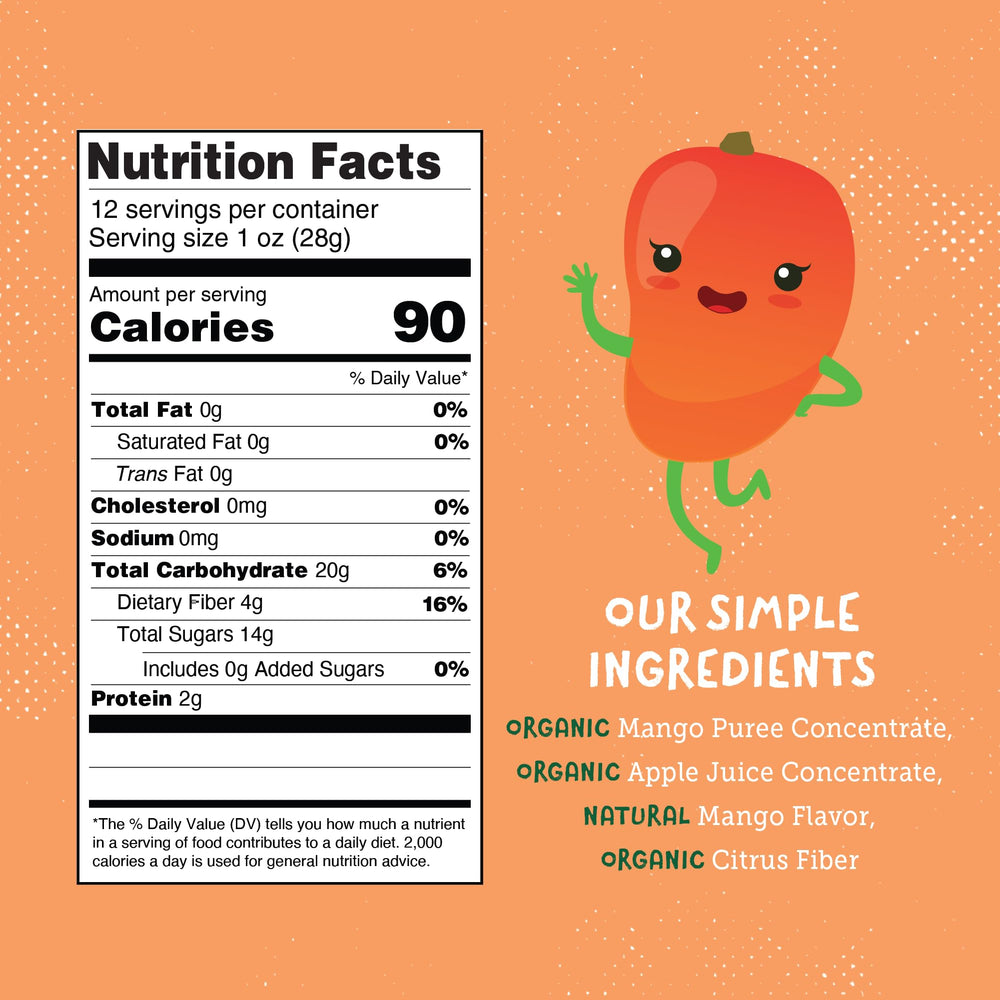 YOU LOVE FRUIT mango snack packaging closeup highlighting clean organic ingredients