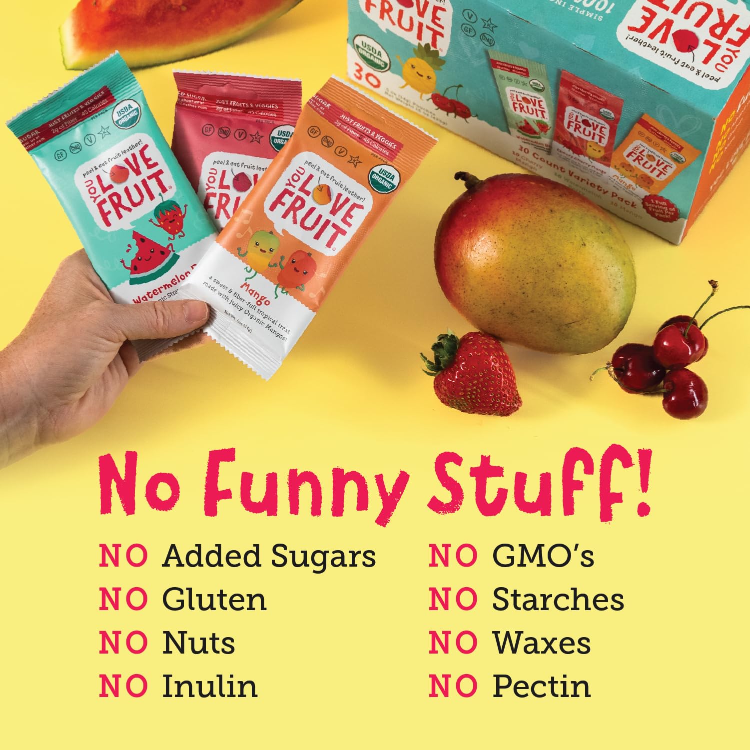 YOU LOVE FRUIT no added sugars claim supports simple ingredient snacks