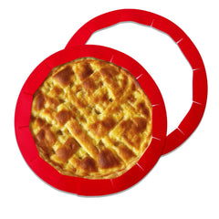 YOUFORZX pie crust shield in red protects edges for even baking.