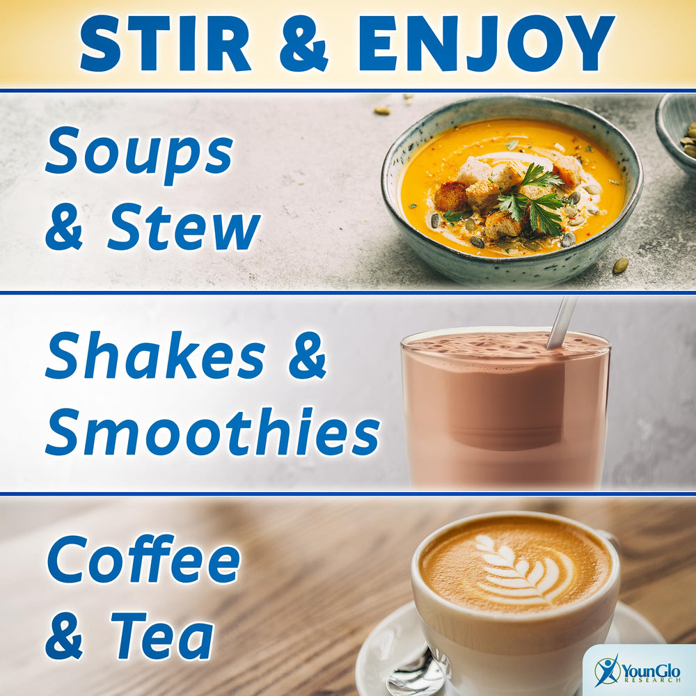 Dissolves instantly into coffee, shakes, or soups