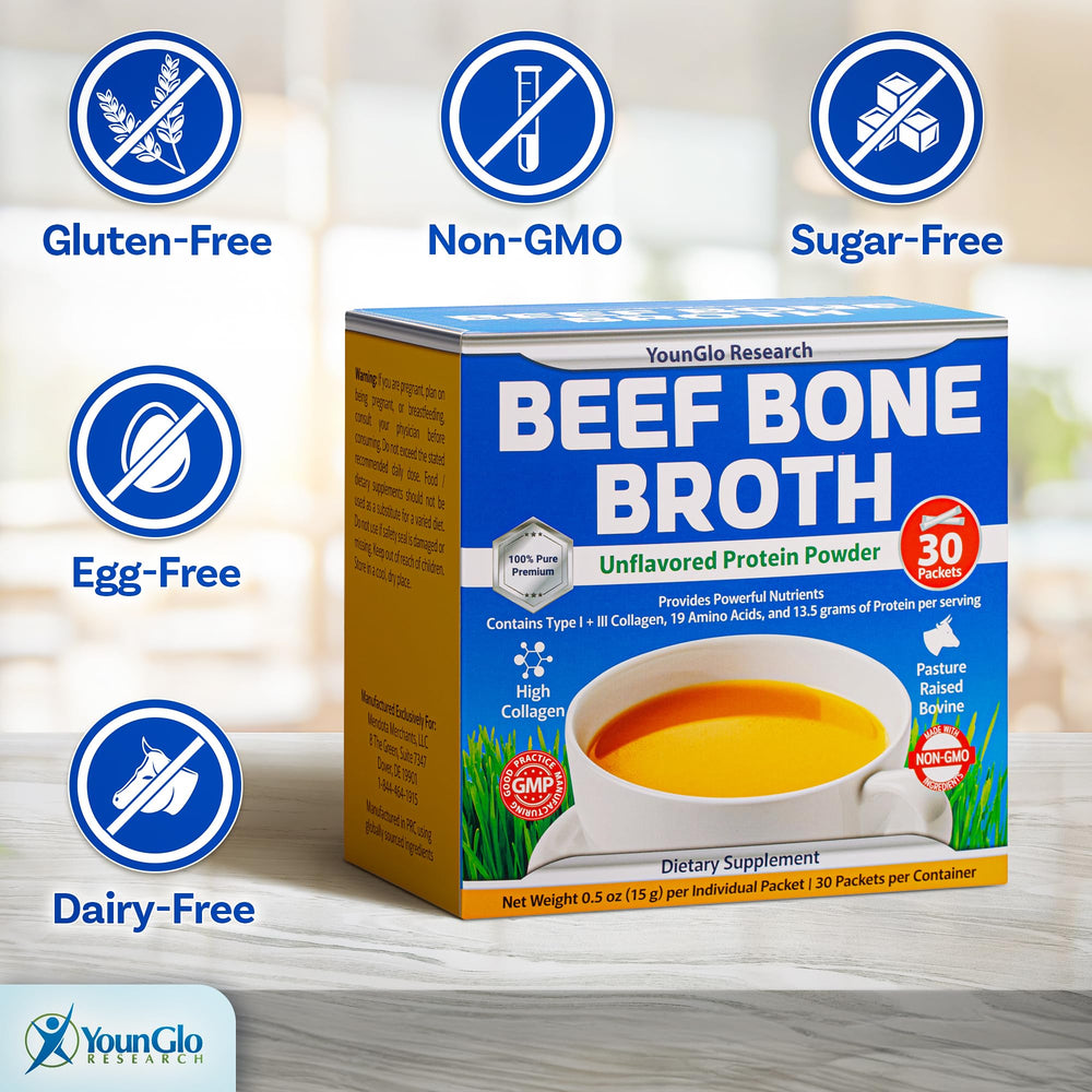 GMP certified seal and allergen free claims on packaging
