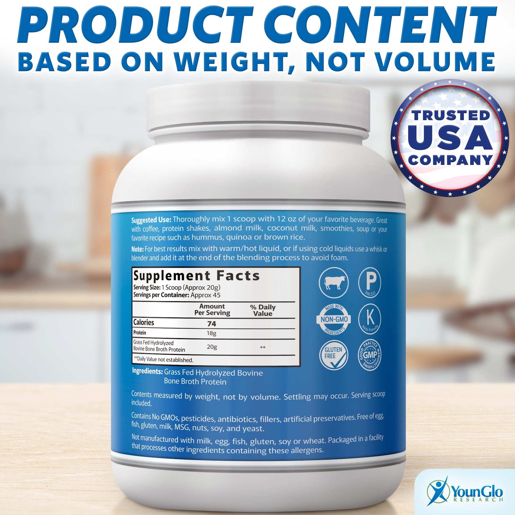 YounGlo Research ready-to-use powder fits busy meals and snacks
