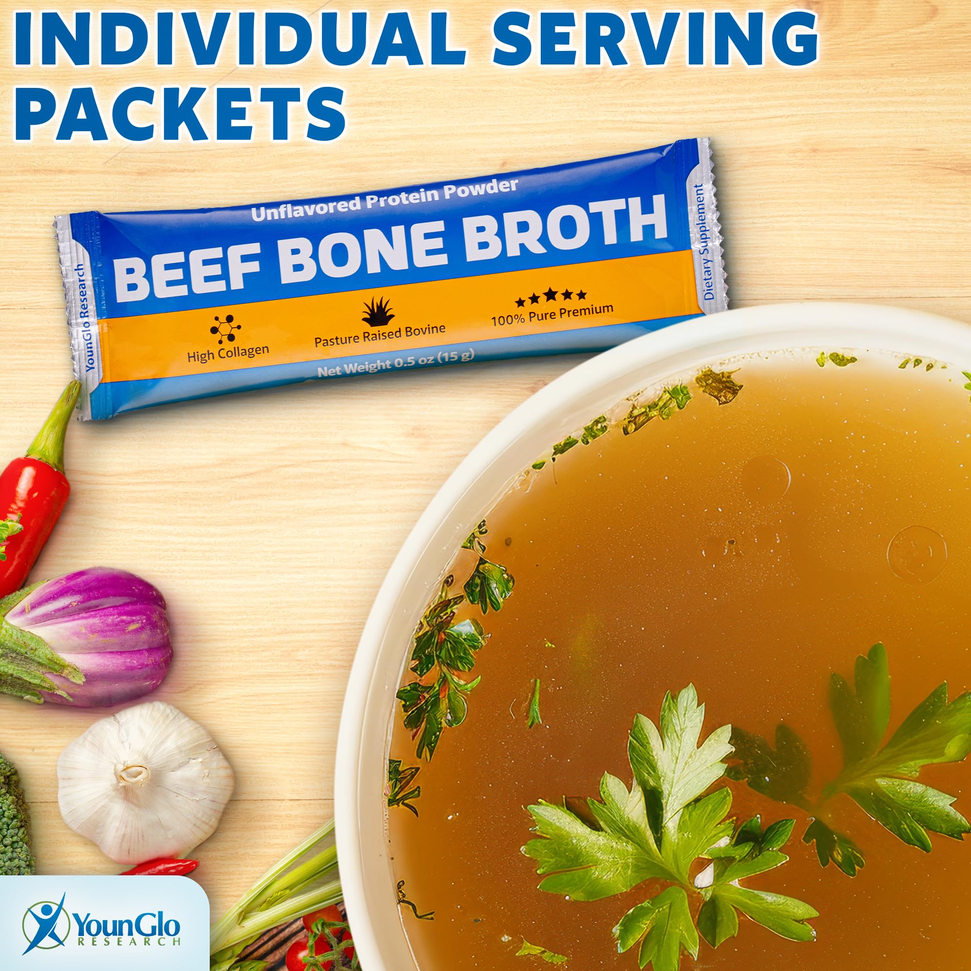Label shows Type I and II collagen and amino acids for quality protein