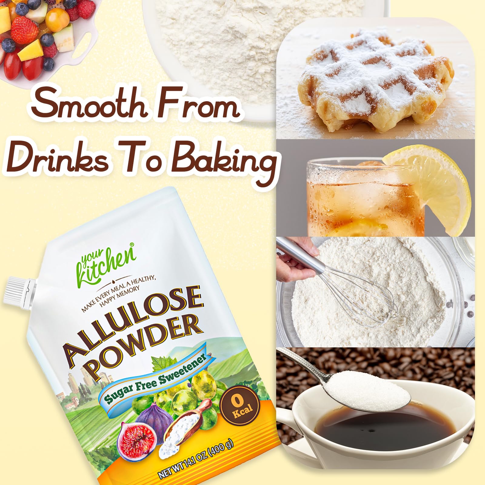 Your Kitchen Keto Allulose Powdered Sugar caramelizes with heat, yielding golden-brown results.