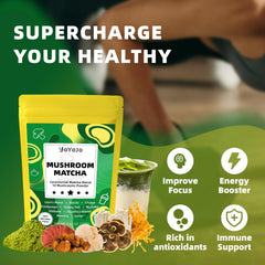 YoYoJo mushroom matcha closeup texture showing rich color and ingredients