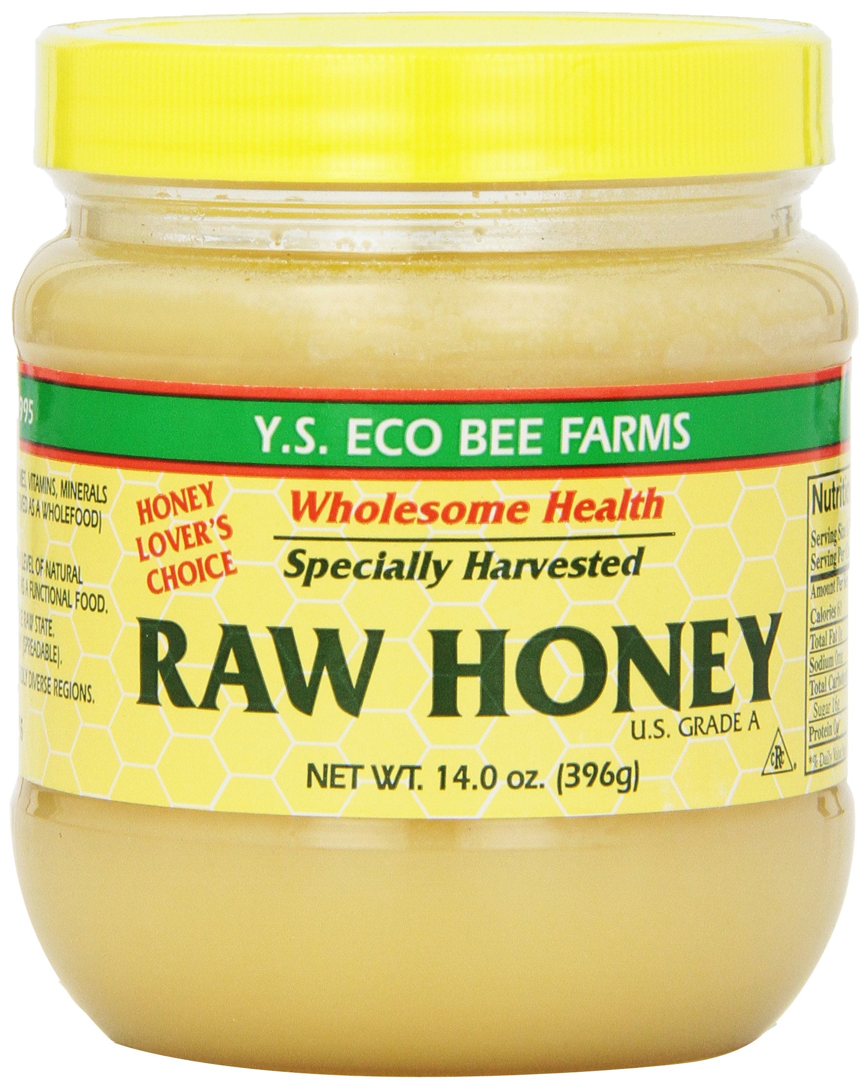 YS Eco Bee Farms healthy honey raw bottle – amber color, smooth pour, ideal for tea.