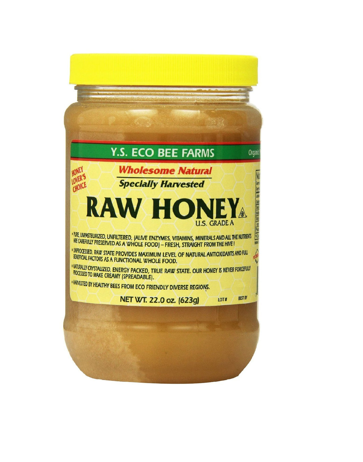 YS Eco Bee Farms raw honey 22 oz bottle for tea, baking, and daily drizzle.