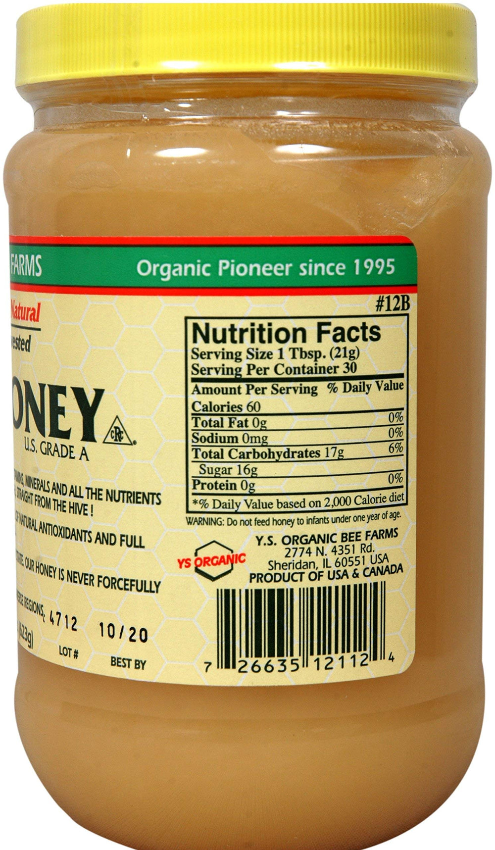 Tablespoon-serving shot of YS Eco Bee Farms Raw Honey offers easy portion control.