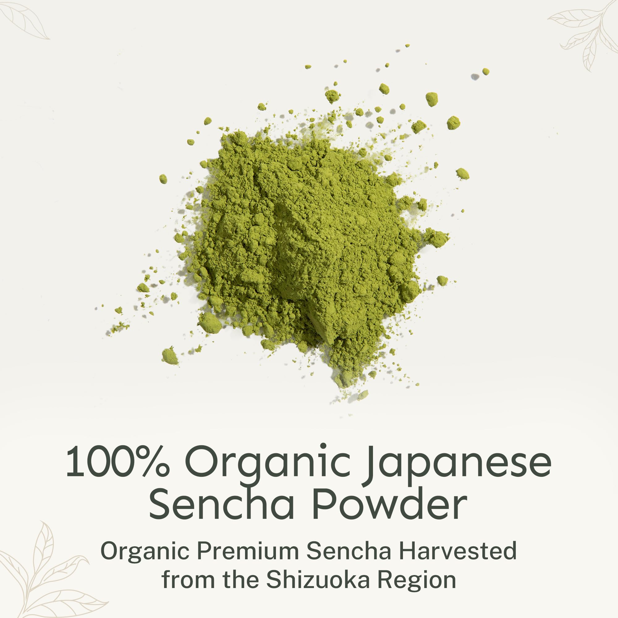 First-harvest Yu Tea sencha leaves ground to a smooth powder.