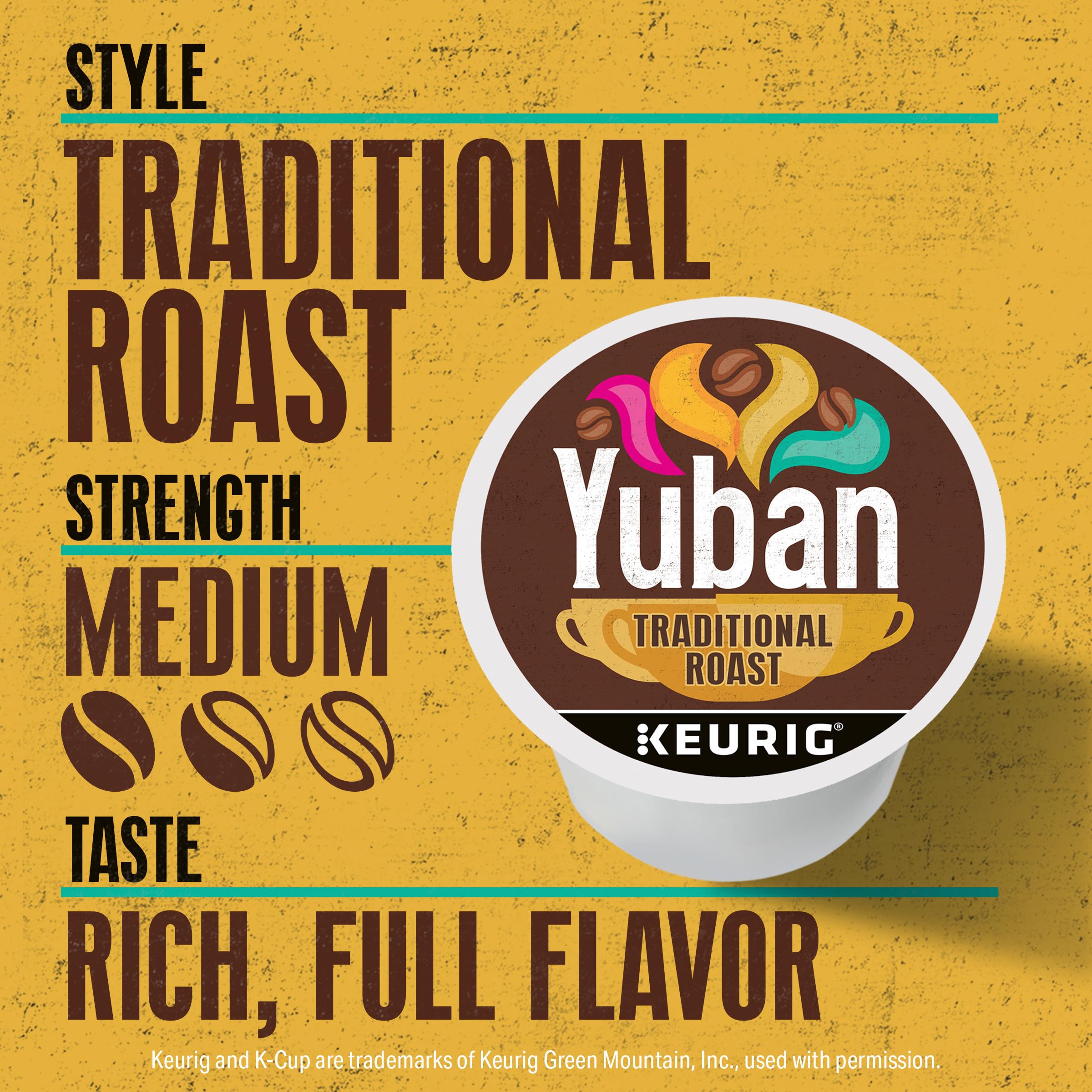 Yuban Arabica beans highlight premium blend for flavorful cups.