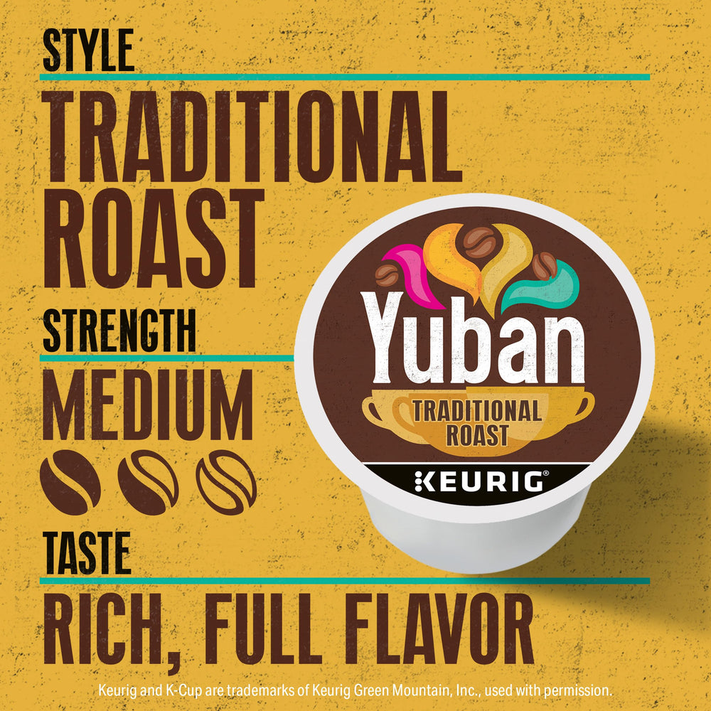 Yuban Arabica beans highlight premium blend for flavorful cups.