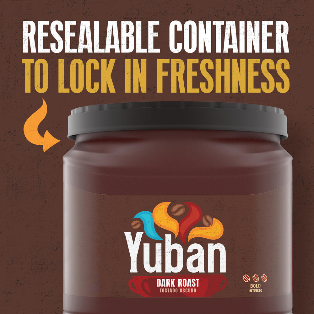 Kosher certification label on Yuban Dark Roast packaging