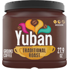 Yuban Traditional Medium Roast Ground Coffee canister for fresh aroma and easy storage