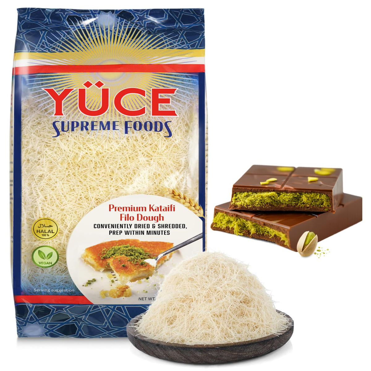 YÜCE Supreme Foods kataifi pack 500g ready for quick desserts.