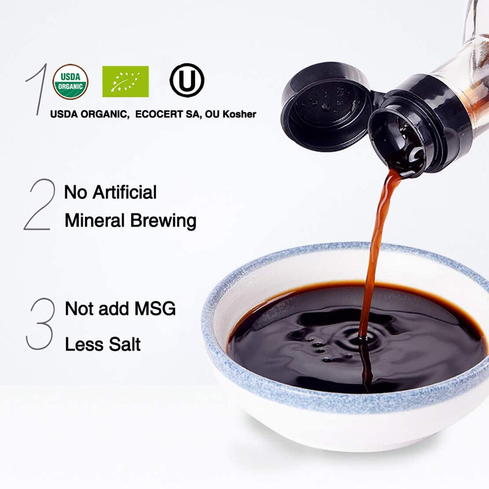 YUHO Organic Black Vinegar drizzled on stir-fried vegetables for depth.