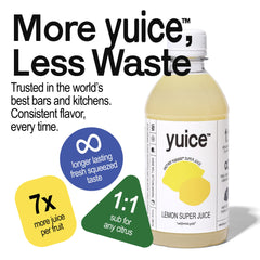 yuice Lemon Super Juice showing peel and pulp for richer lemon flavor