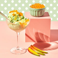 Dessert ideas using YULU FOODS mango popping boba pearls