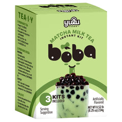YULU FOODS matcha latte kit with fresh pearls for quick at-home bubble tea